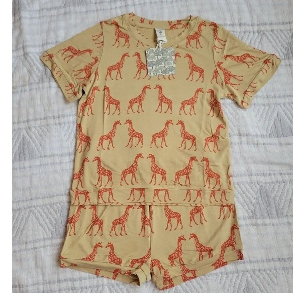 Kate Quinn‎ Spice Giraffe Retro Shortie Set Bamboo Kids 8Y NWT